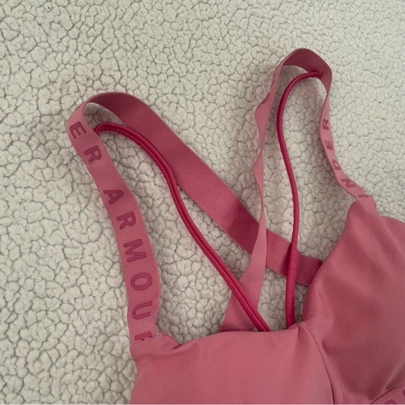 Under Armour Womens Medium Wordmark Strappy Sportlette Sport Bra Bralette Pink - Picture 8 of 8